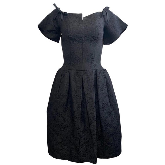 I. Magnin Black Vintage Damask Cocktail Dress