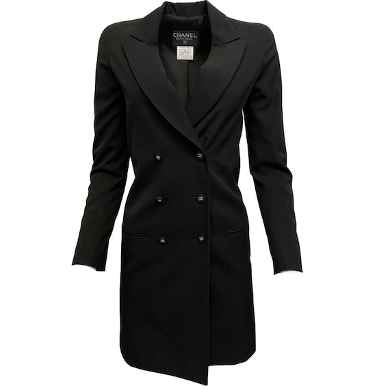 Chanel Black 1996 Wool Double Breasted Blazer
