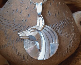 Anubis Neo Art Déco Medallion, Large ancient Egyptian pendant