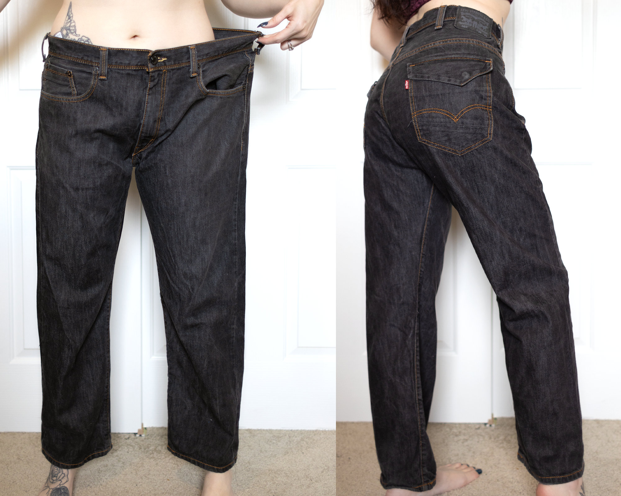 Authentic Levis 569 Loose Straight Fit Vintage Black Jeans / Etsy