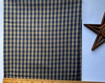 NAVY(BLUE)/TAN Medium Check 100% Cotton Homespun Fabric  **You Choose 1/2 Yard or 1 Yard**