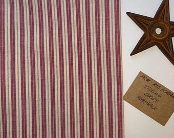 PRIM RED/CREAM Ticking Stripe 100% Cotton Homespun Fabric  **You Choose 1/2 Yard or 1 Yard**