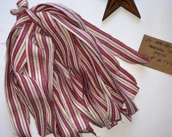 50 PRIM RED/CREAM Homespun Ticking Strips  1/2" x 18" or 1" x 18" You Choose For Primitive - Country Crafts, Ties & Crafting Christmas