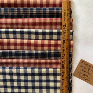8 RED & BLUE Check and Plaid 100% Cotton Homespun Fat 8th Scraps