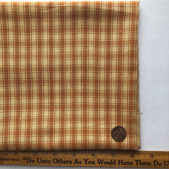 GOLD Plaid 100% Cotton Homespun Fabric **You Choose 1/2 Yard or 1 Yard**