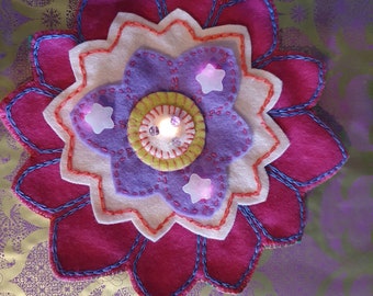 Handmade lotus with rose quartz, amethyst, soft lighting