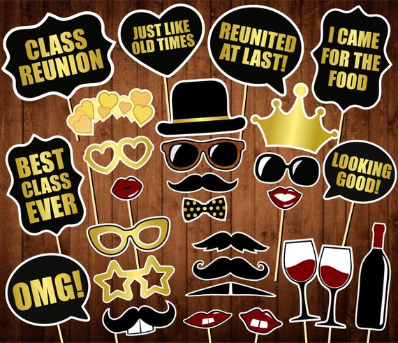 Class Reunion Photo Booth Props Printable PDF School | Etsy