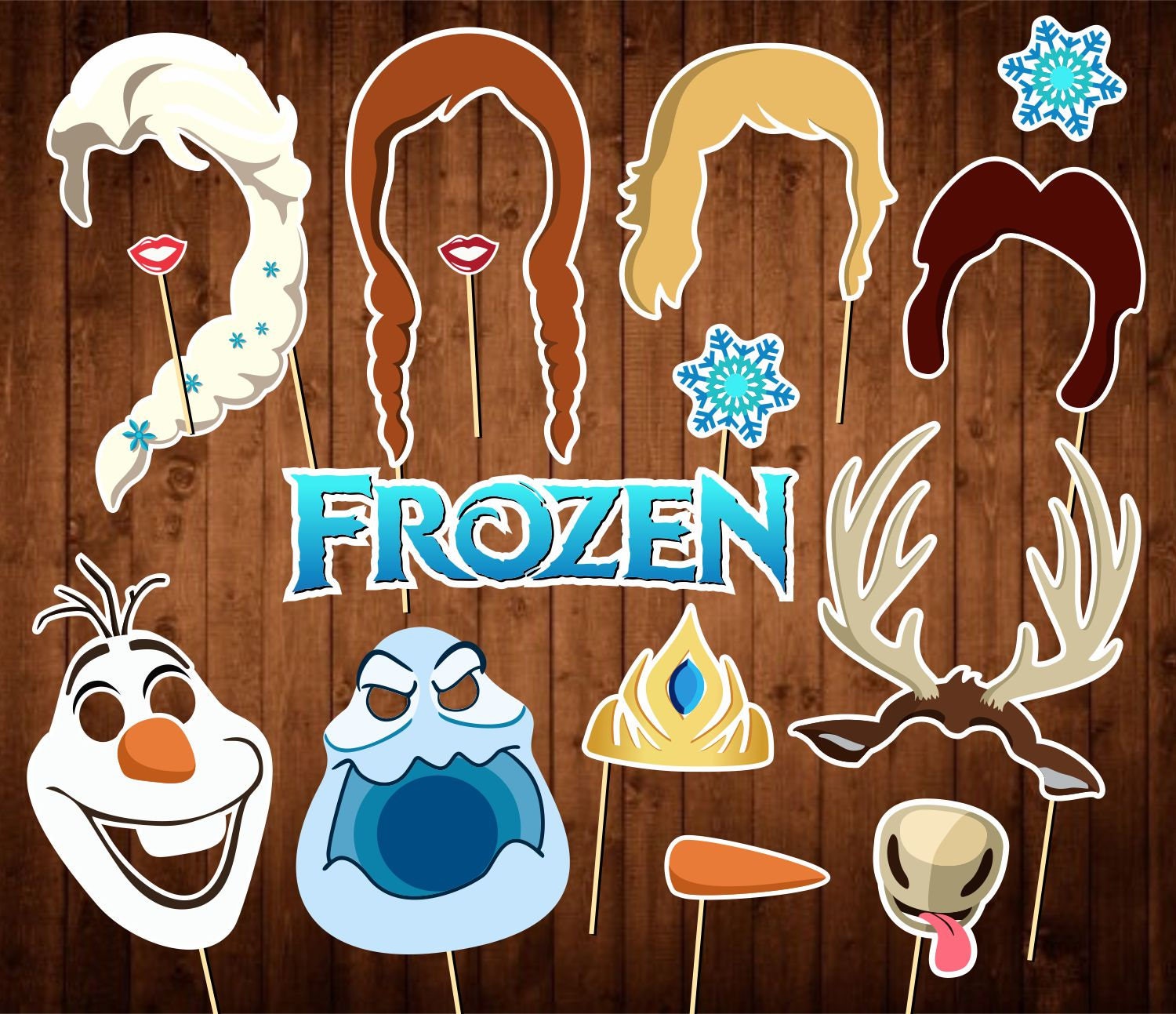 frozen-photo-booth-props-printable-pdf-ice-queen-props-etsy