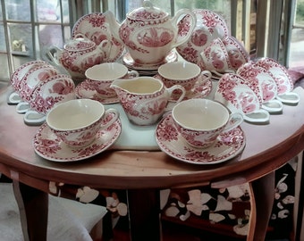 Pink Peacock Tea service from the past, Wedding gift  Anniversary gift