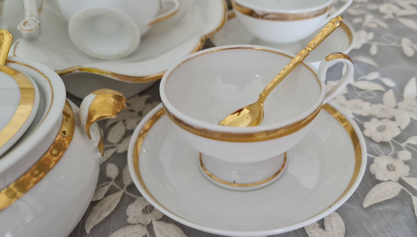 Vintage Gold Gilded Tea Set, French Empire Style, 19th Century - Etsy