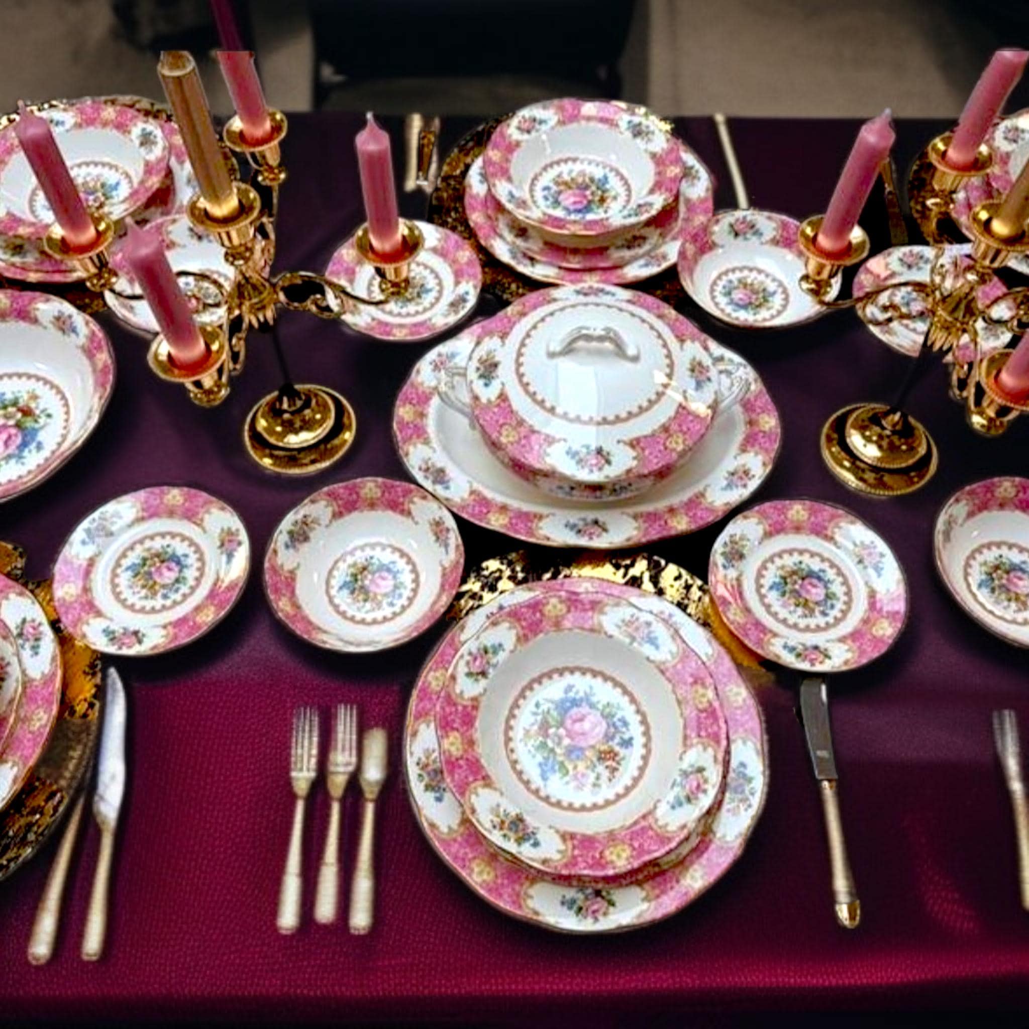 Royal Albert Lady Carlyle Dinner Set – Pink Floral Bone China