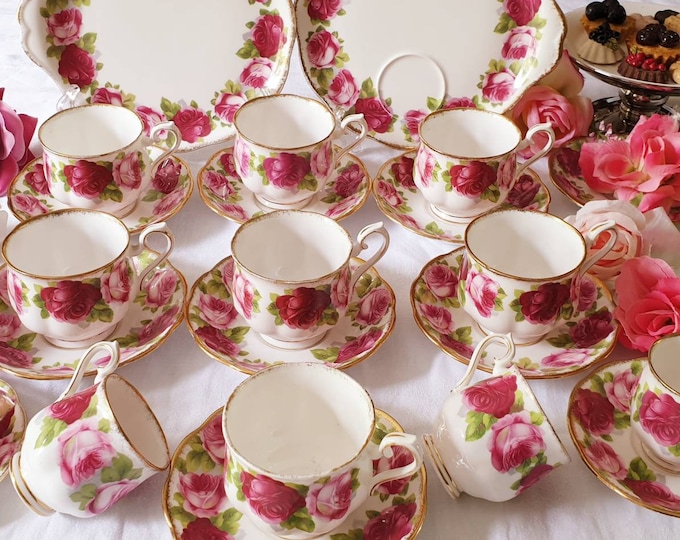 Royal Albert Old English Rose Tea Set 35 Pieces Etsy