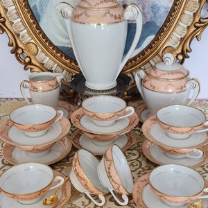 Limoges Teeservice in rosa, Hochzeitsgeschenk, Jubiläumsgeschenk