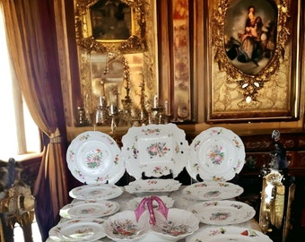 Antique French old Paris hand painted dinner