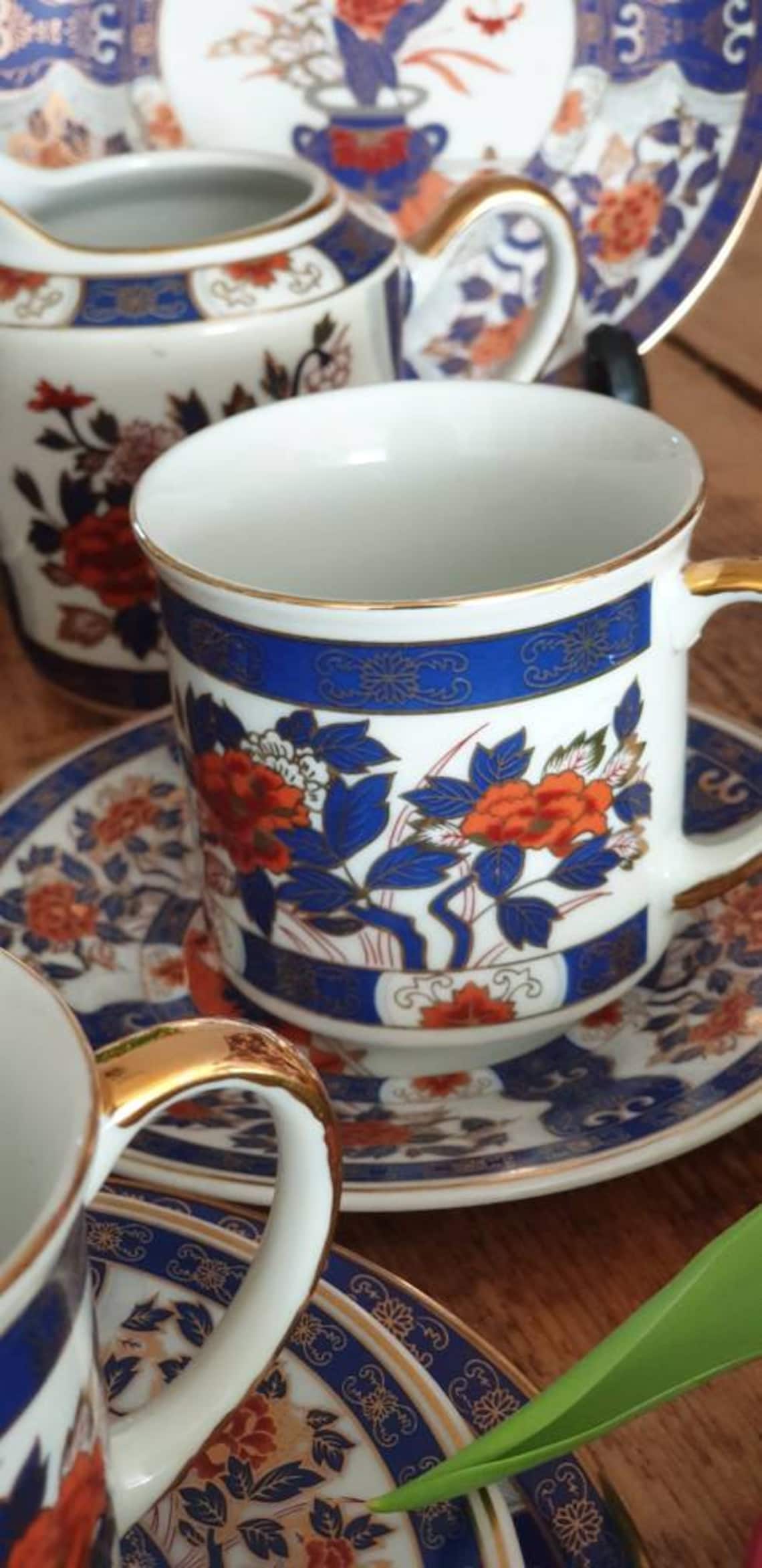 Imari tea set gold trim Etsy