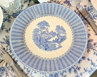 Antique English Soho Cobridge solian ware dinner service 35 pieces in blue - "Pandora"