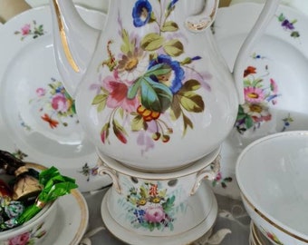 Antique old Paris hand painted -31 pieces- breakfast and tea service, collectors item, Art home deco - Free shipping
