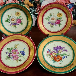 Antique Limoges set of 4 floral plates, Wedding gift, Home decor