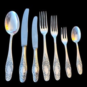 Antique Baroque 84x Cutlery set for 12 in a canteen, Wedding gift, Anniversary gift