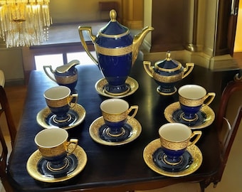 Alka Bavaria, Fine Kobalt, Bone China Teacup Saucer Plate Trio