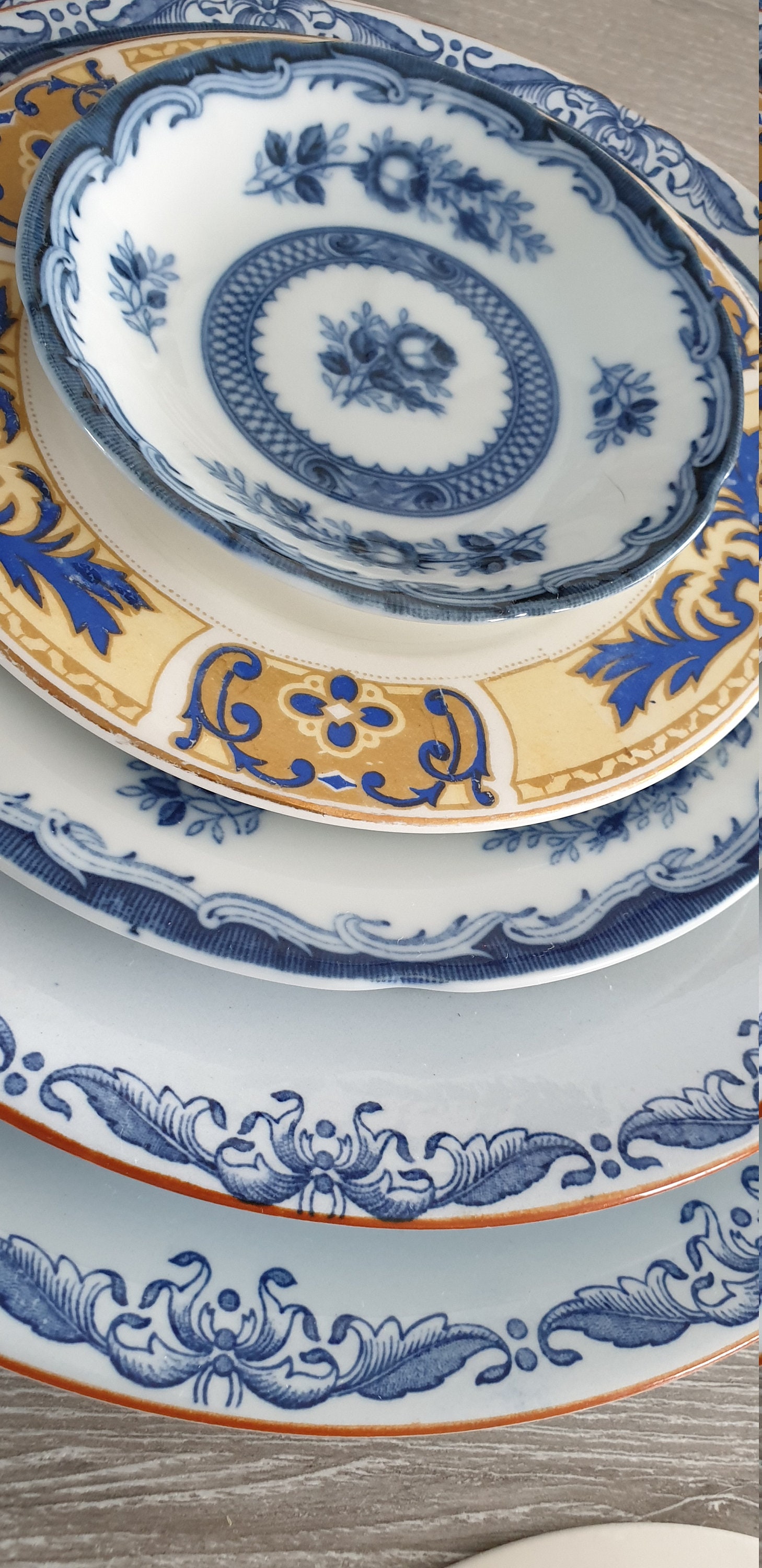 Dinner service for 6 in blue mis matched plates Rorstrand Etsy