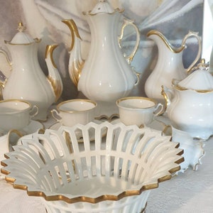 Empire tea set Swan design gold hand painted old Paris, vieux Paris - Free shipping