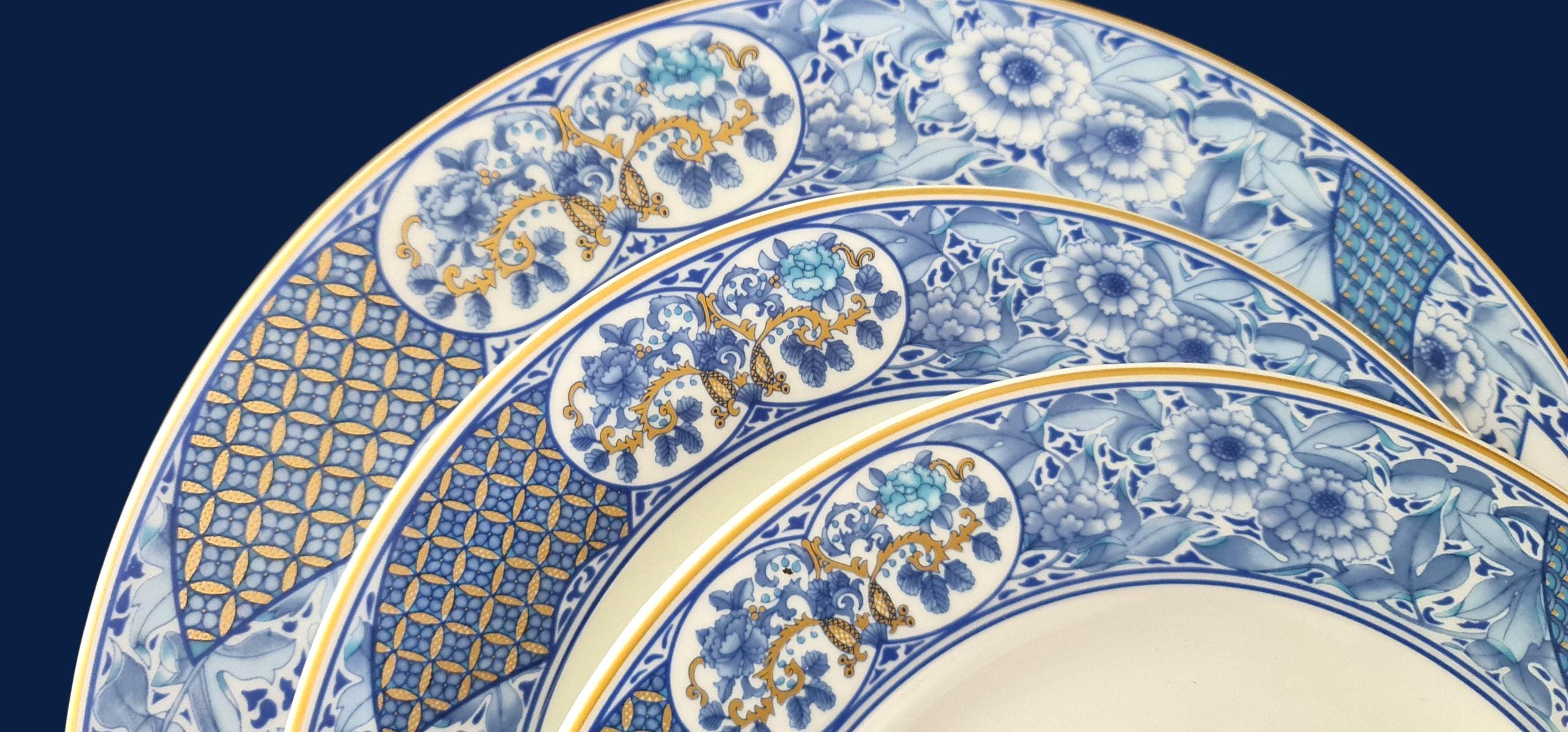 Rare Hutschenreuther Concorde Blue & White Bone China Chinoiserie