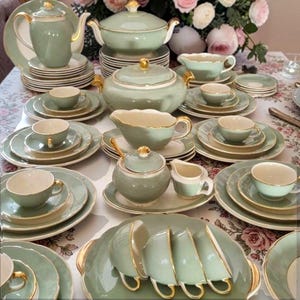 Reserved for Lucy - Villeroy & Boch Mettlach Celadon Green Gold
