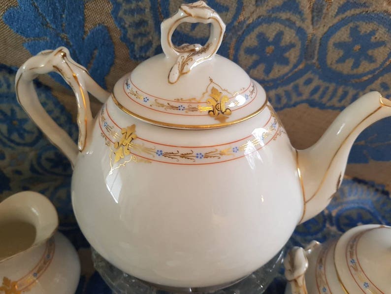 Lanternier Hand Painted Porcelain TeaMoccaset Limoges A
