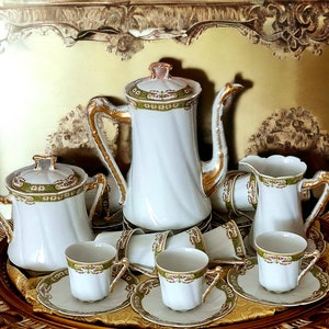 Antiek Frans theeservies uit Limoges, verjaardagscadeau, huwelijkscadeau - Gratis verzending