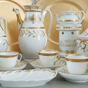 Servicio de té de porcelana francesa Empire, Oro, Regalo de aniversario, Regalo de boda