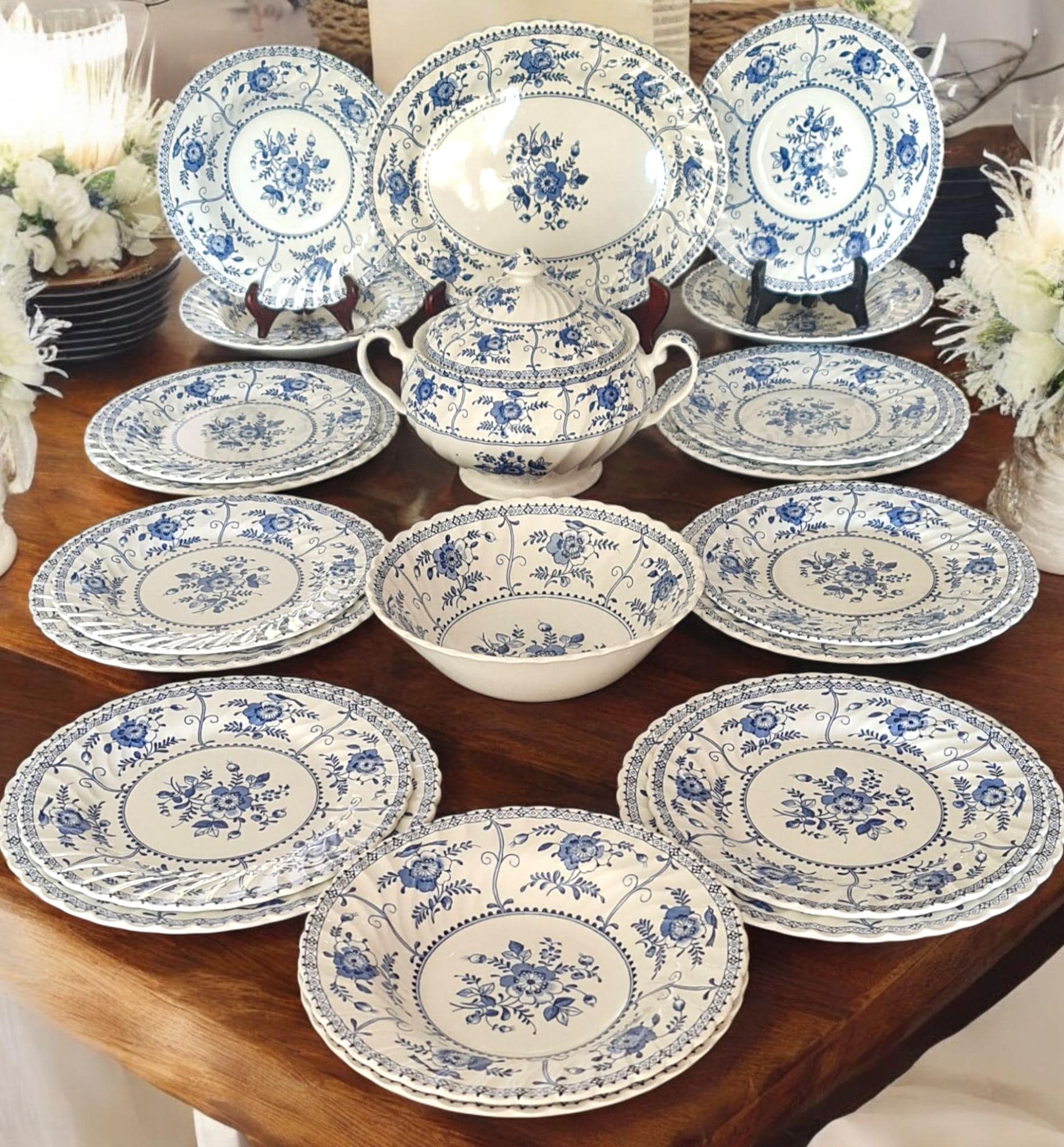 Johnson bros blue and white dinnerware - Etsy 日本
