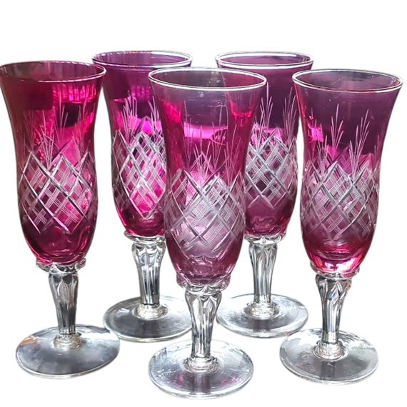 Bohemia Glass ピンクグラス5個セット Bohemia Glass ピンクグラス5個セット