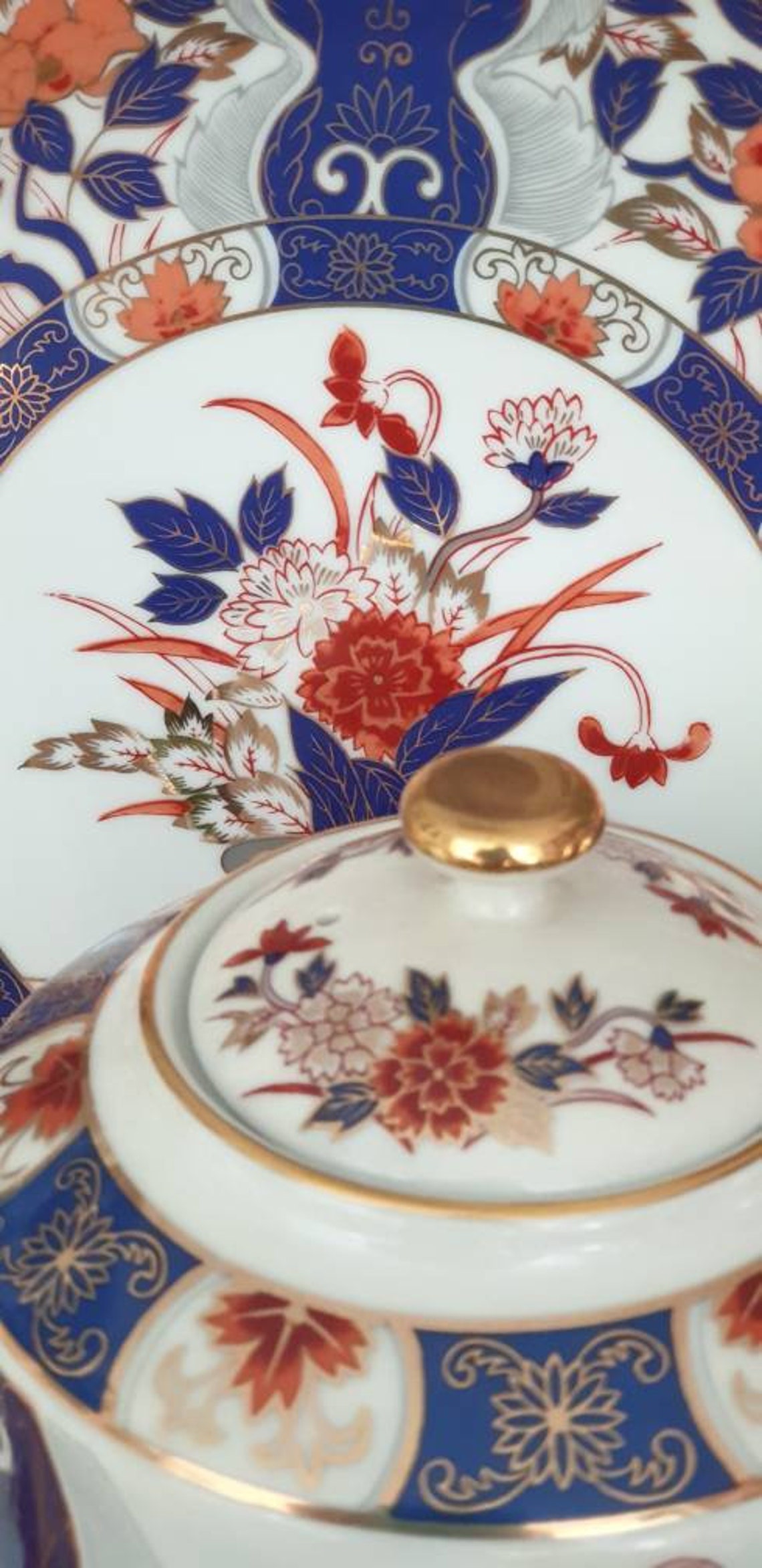 Imari tea set gold trim Etsy