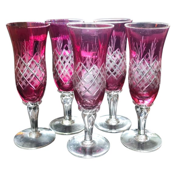 Bohemia Glass ピンクグラス5個セット Bohemia Glass ピンクグラス5個セット