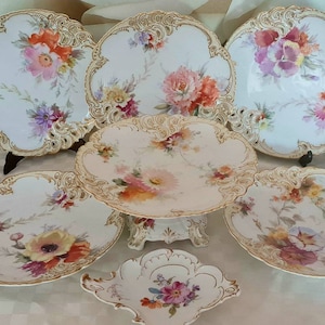 Rare Antique Nymphenburg German 19th century dessert service, hand painted - Free shipping