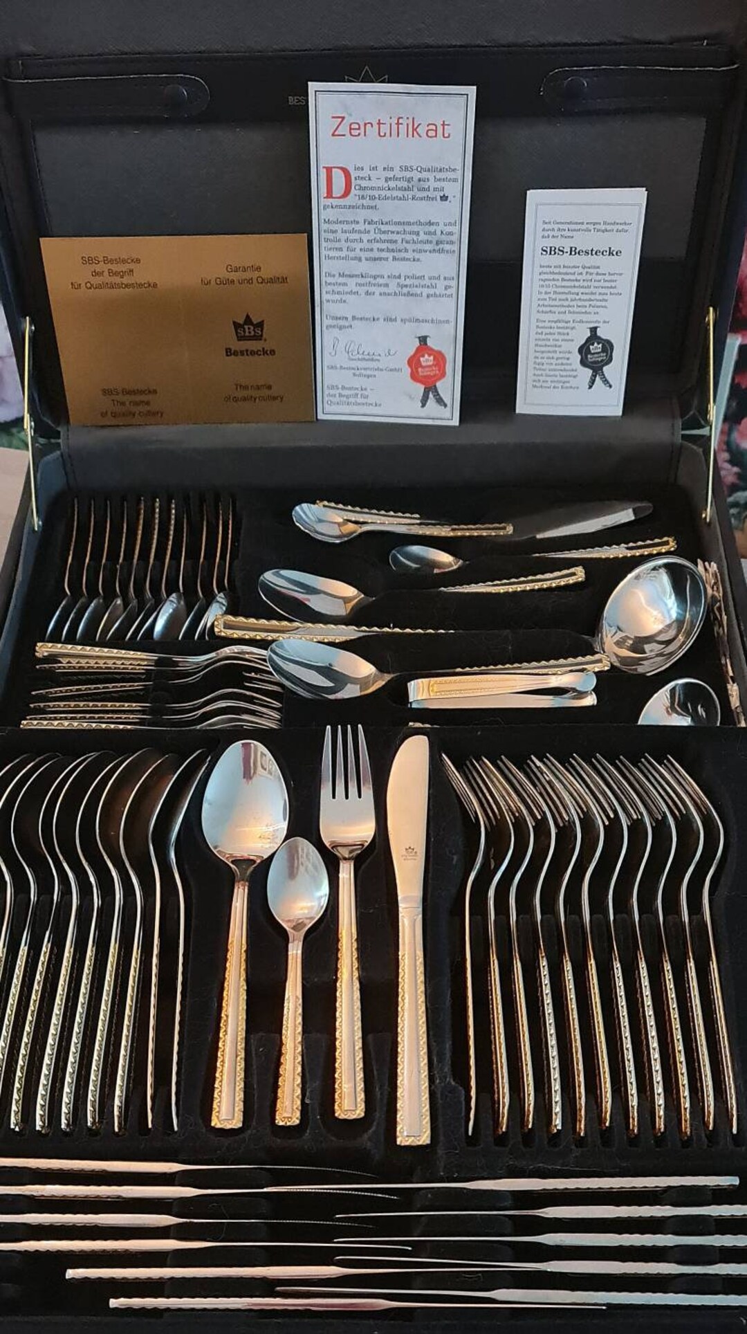 Elegant Cutlery Service for 12 Persons Gold Gilded, Wedding Gift