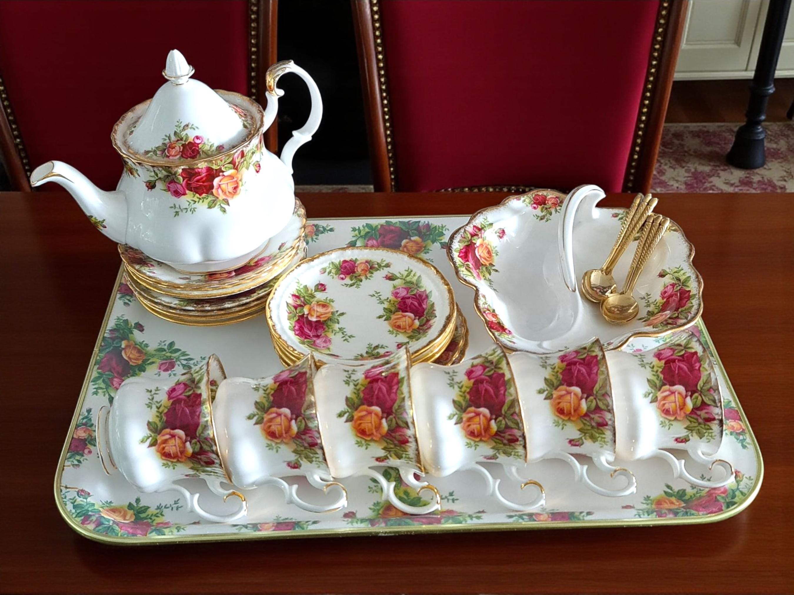 Royal Albert Old Country Roses Tea Set With Tray, Wedding Gift 