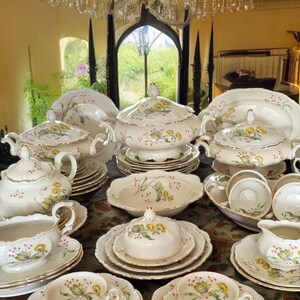 Antique botanical dinner and tea service, Wedding gift, Anniversary gift