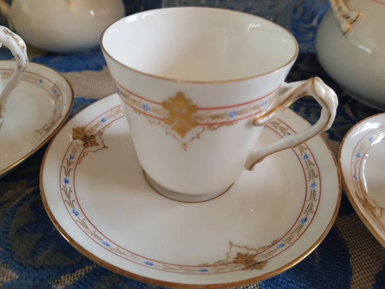 Lanternier Hand Painted Porcelain TeaMoccaset Limoges A