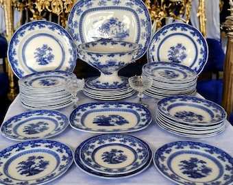 Vajilla Wedgwood Chusan antigua de color azul claro para 12 personas, regalo de aniversario, regalo de boda.