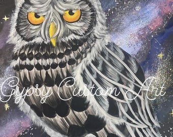 Cosmic Guardian, Owl Art, Print, 8.5x11