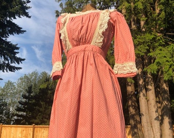 50s/60s handmade bib pink prairie dress