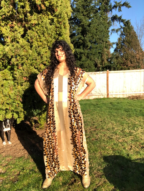 90s sheer cheetah caftan - image 1