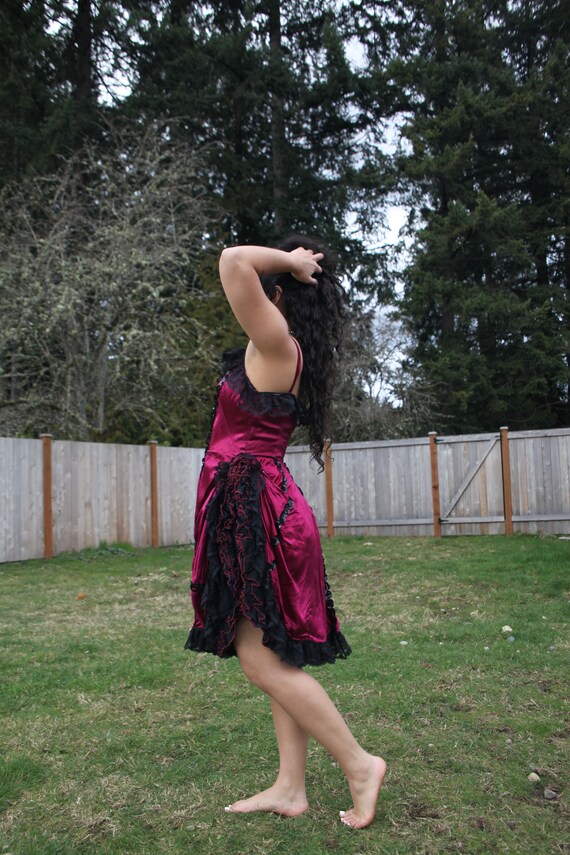 50s/60s California vintage burlesque maroon dress - image 2