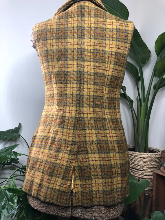 60s/70s mustard plaid vest - image 7