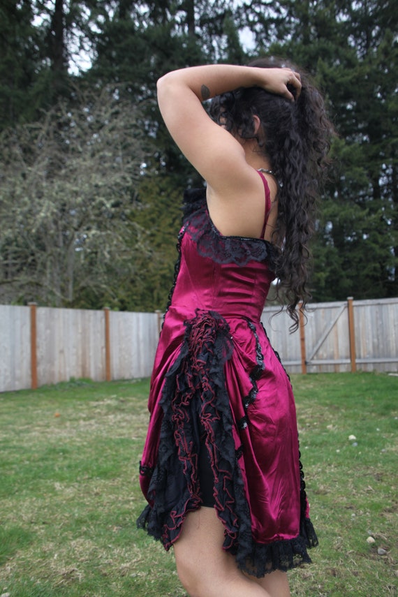50s/60s California vintage burlesque maroon dress - image 4