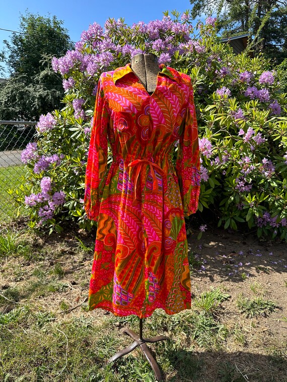 60s/70s handmade vintage pattern collar dress