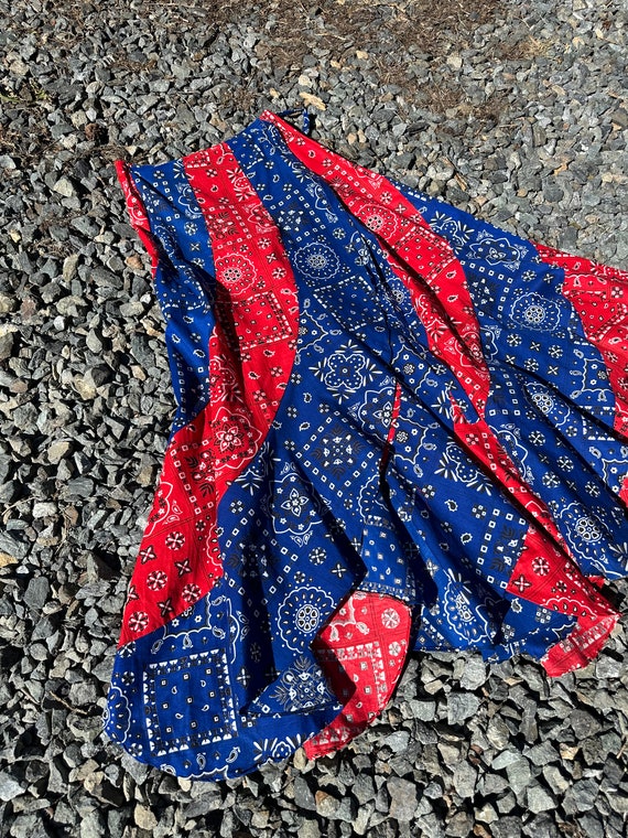 70s americana bandana skirt//vintage wrap midi sk… - image 4