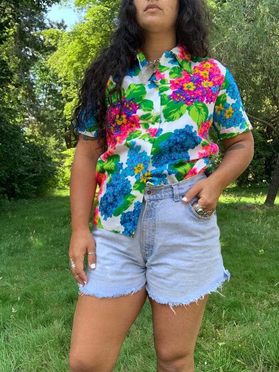 electric hydrangea button up - image 1